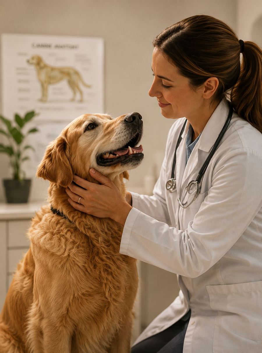 Hund bei der tierärztlichen Beratung